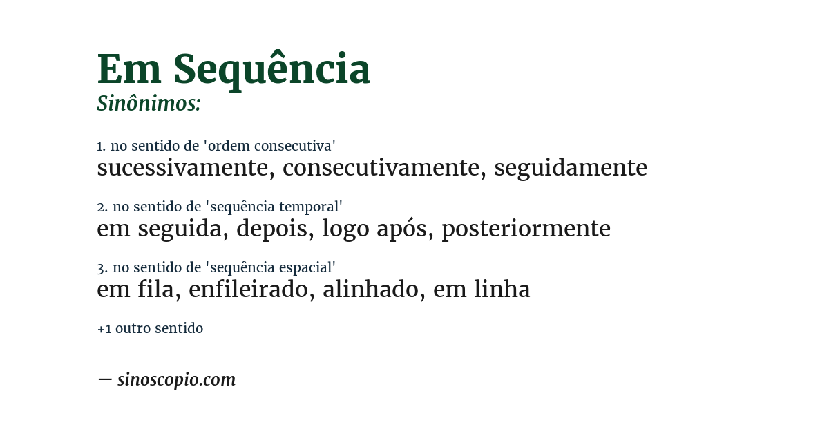 Sinônimo de em sequência