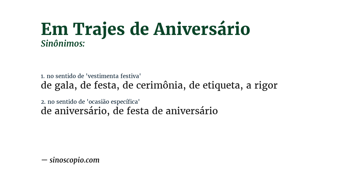 Sinônimo de em trajes de aniversário