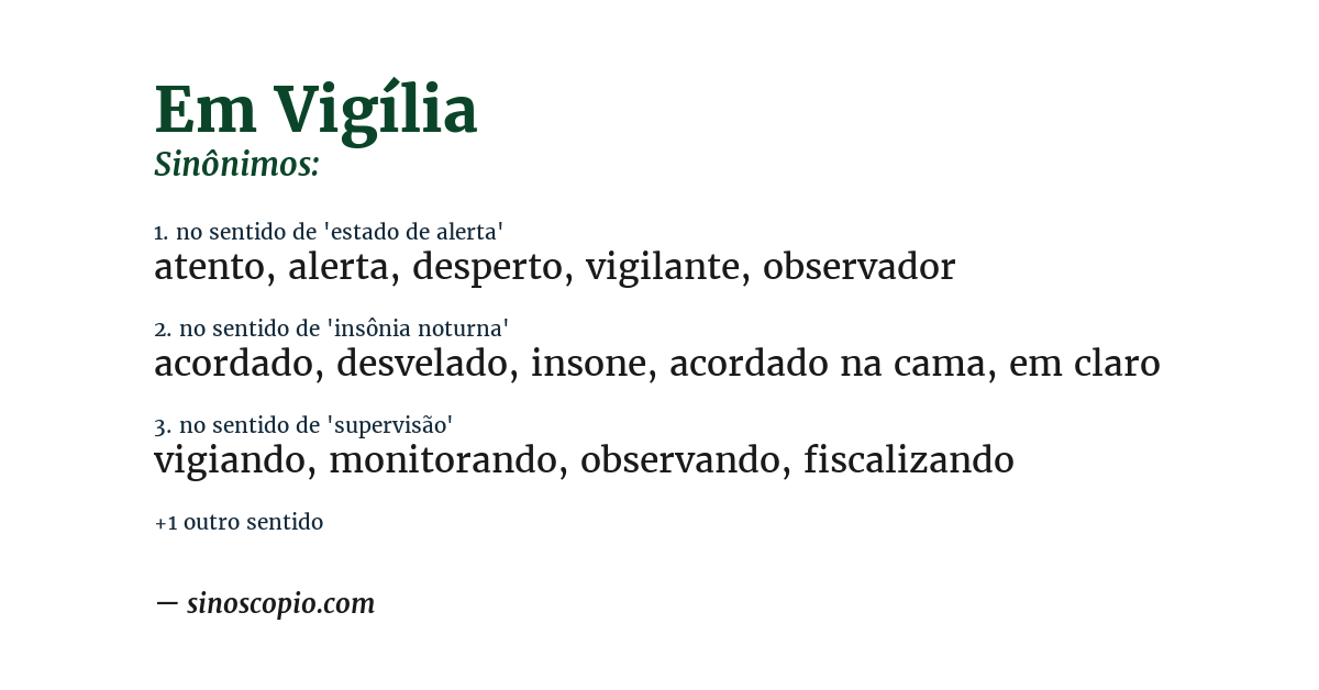 Sinônimo de em vigília