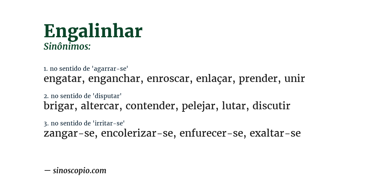 Sinônimo de engalinhar