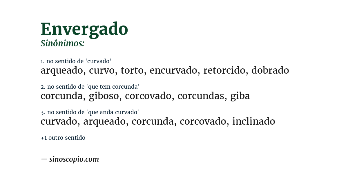 Sinônimo de envergado