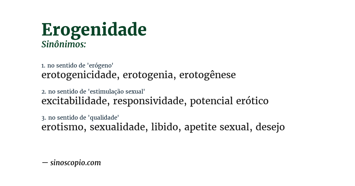 Sinônimo de erogenidade