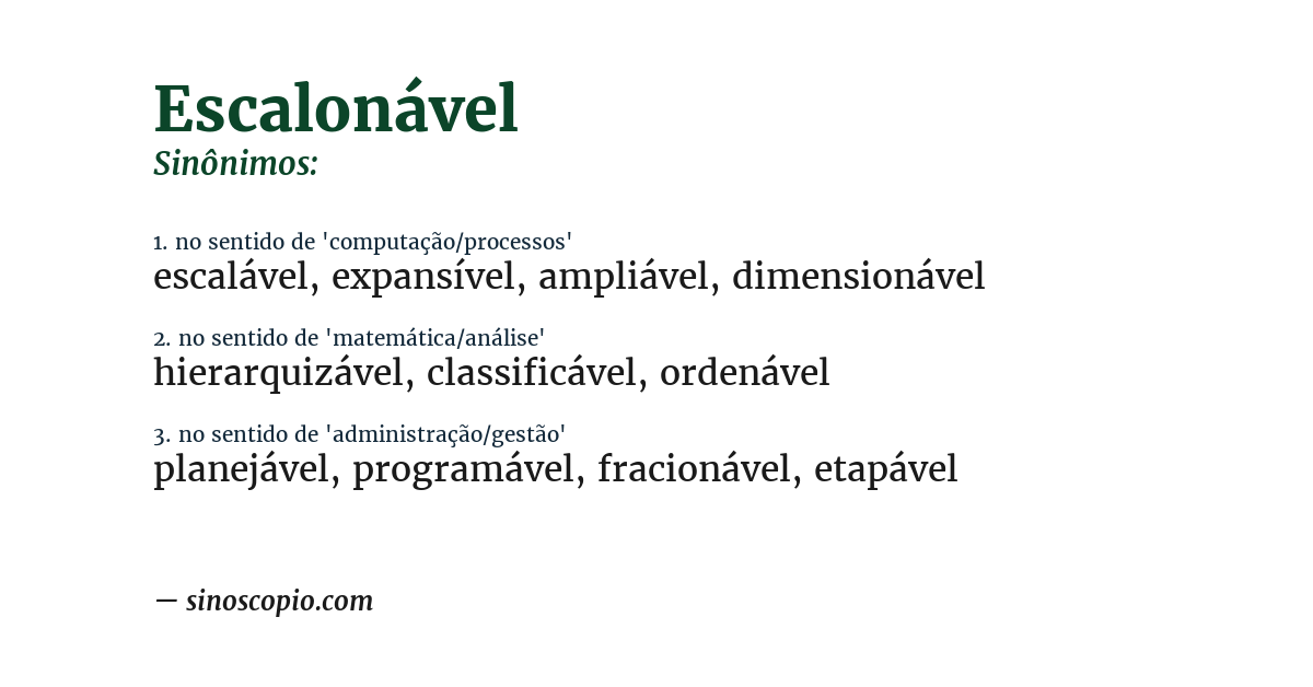 Sinônimo de escalonável