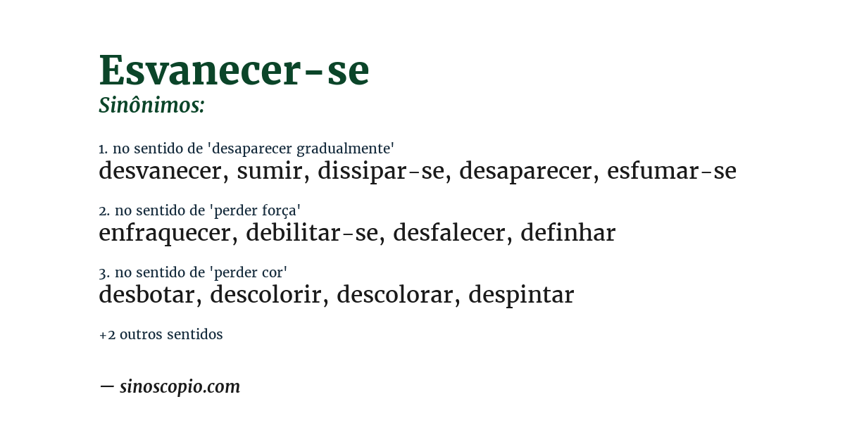 Sinônimo de esvanecer-se