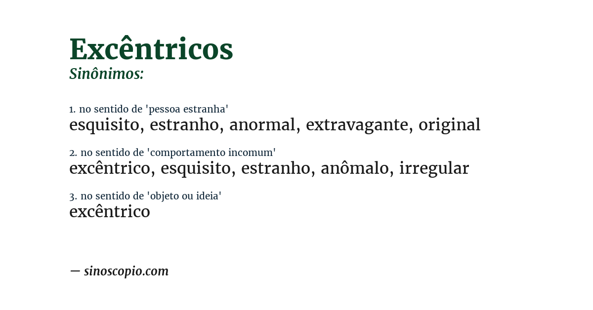 Sinônimo de excêntricos