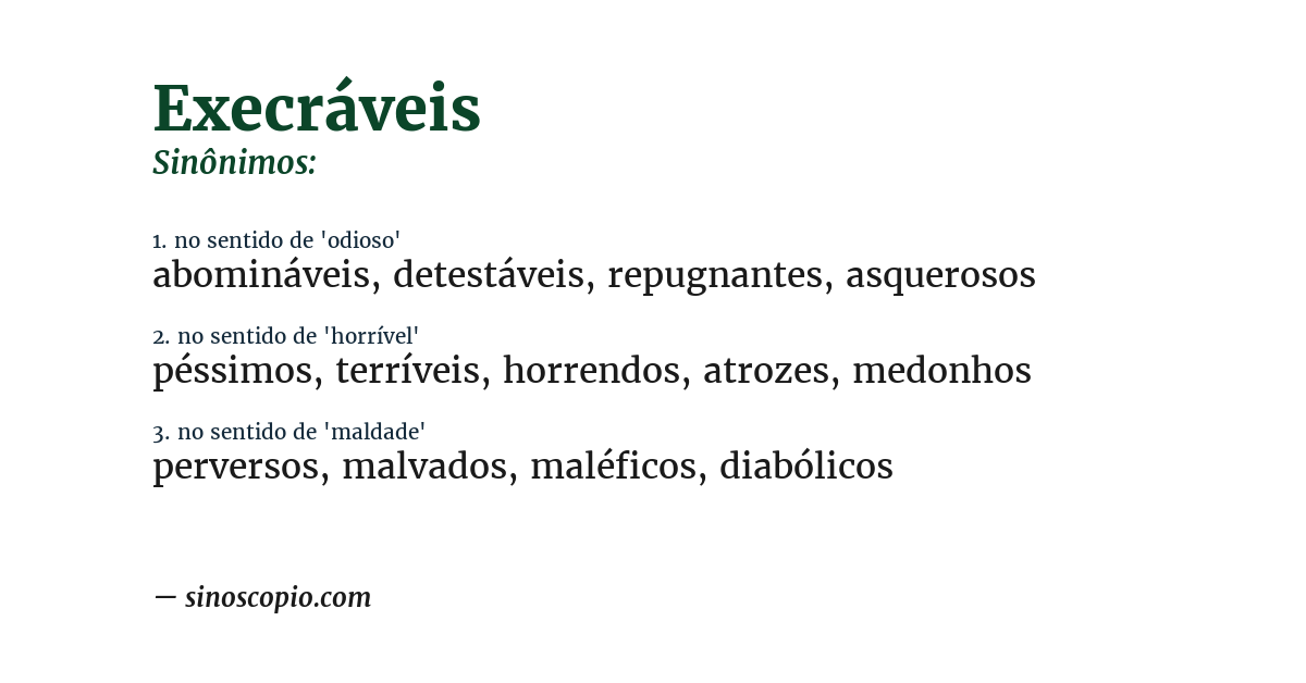 Sinônimo de execráveis
