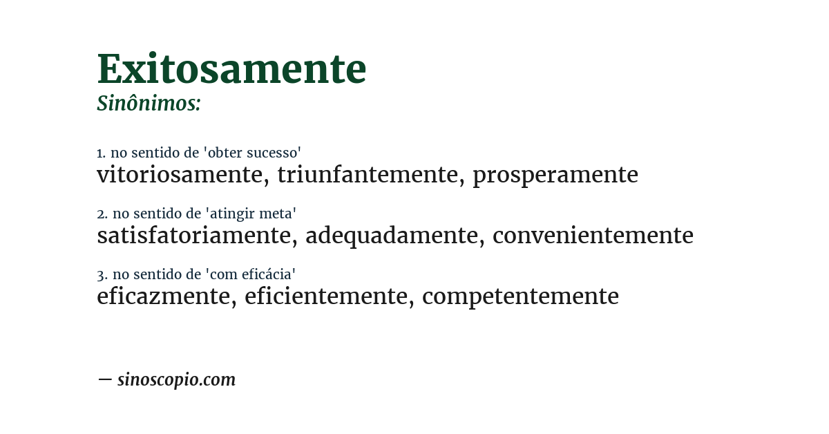 Sinônimo de exitosamente