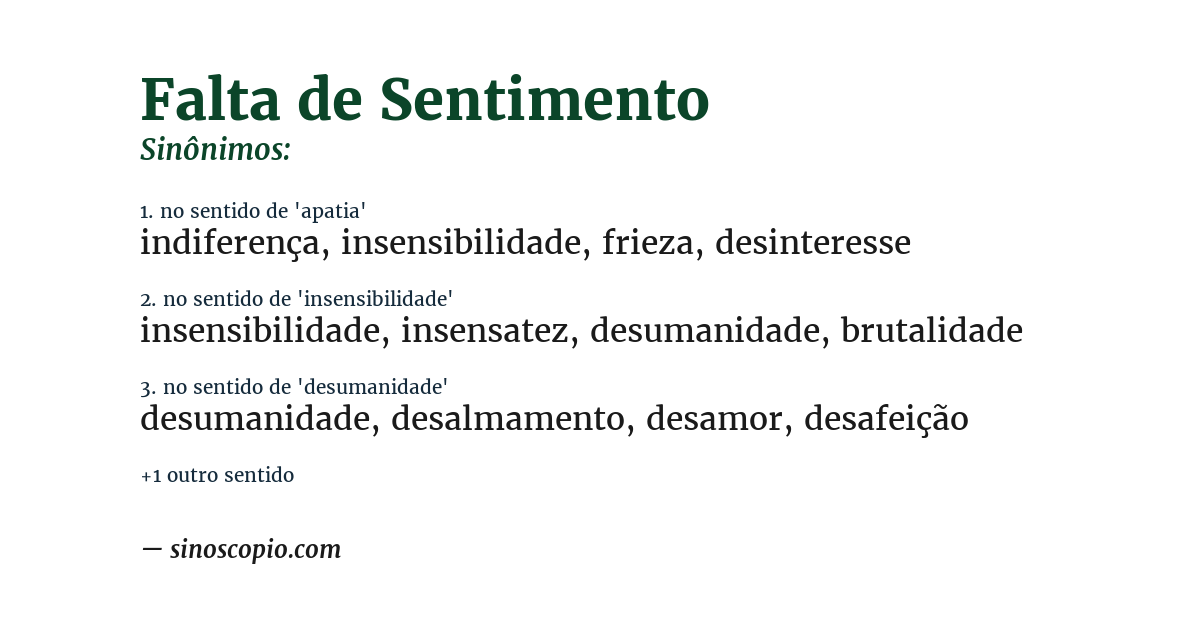 Sinônimo de falta de sentimento