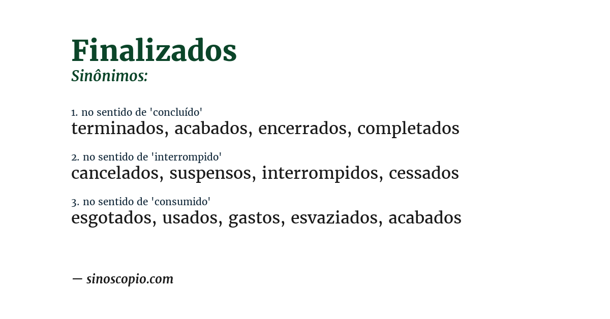 Sinônimo de finalizados