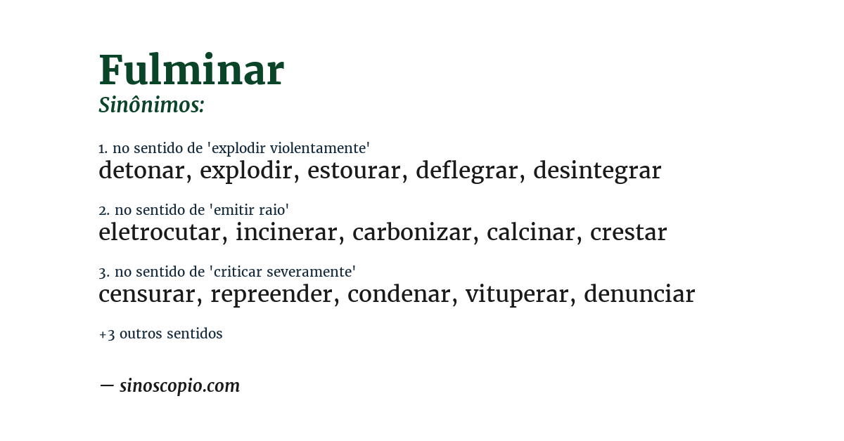 Sinônimo de fulminar