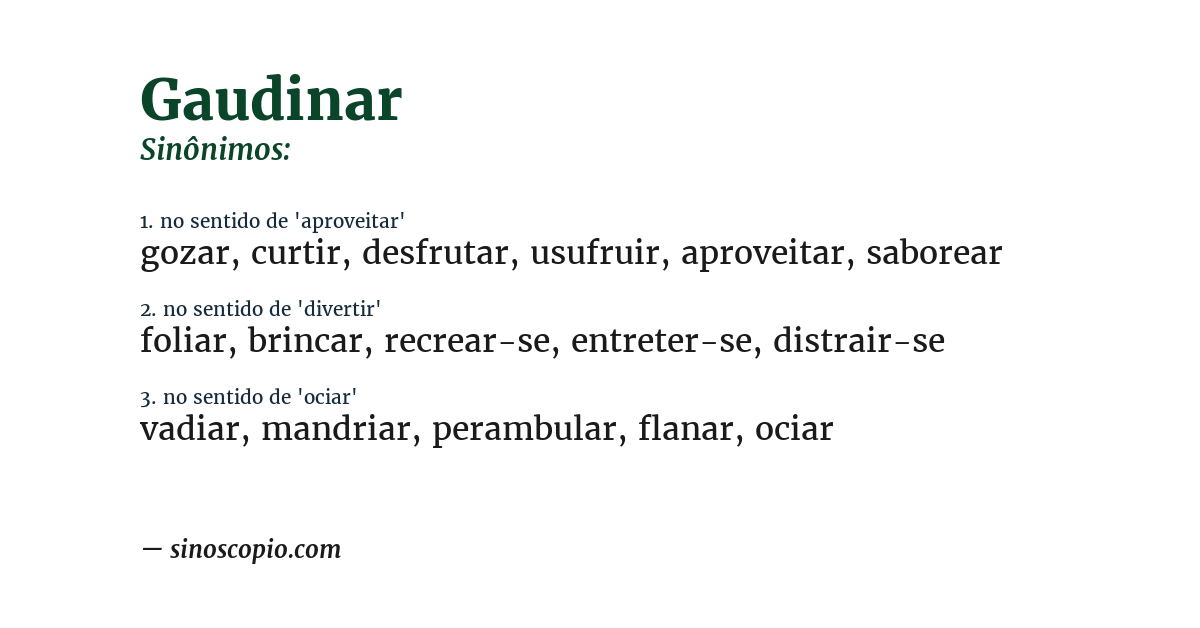 Sinônimo de gaudinar