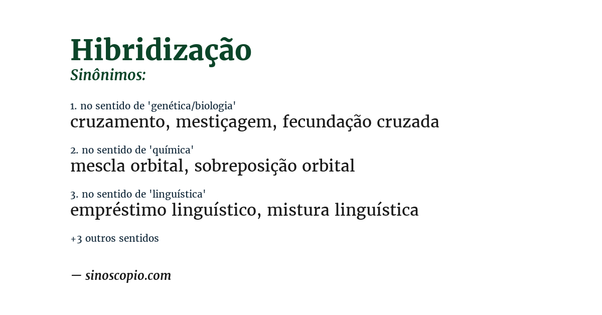 Sinônimo de hibridização