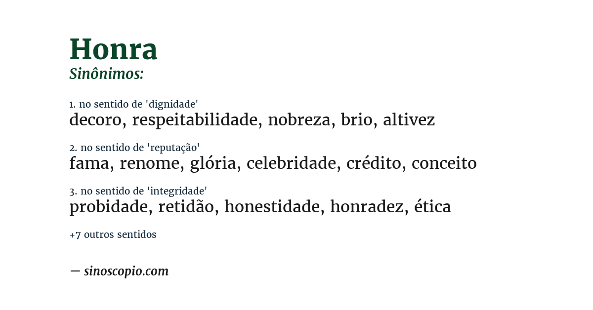Sinônimo de honra