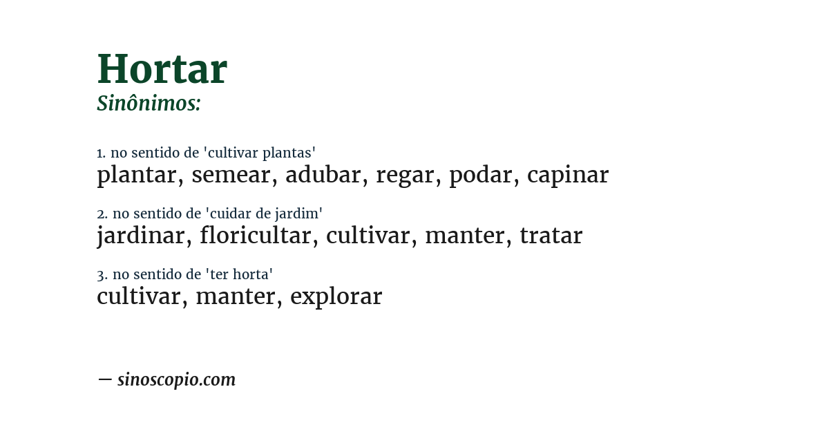 Sinônimo de hortar