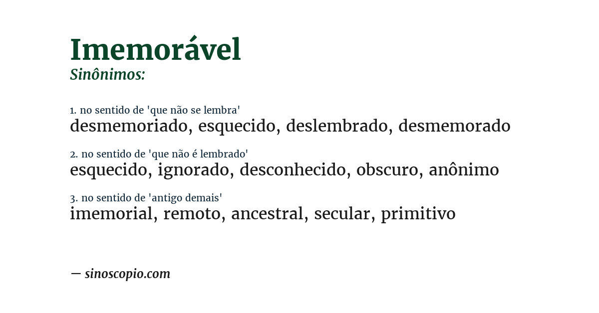 Sinônimo de imemorável