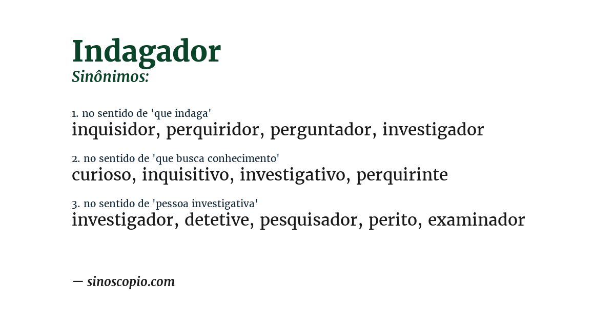 Sinônimo de indagador