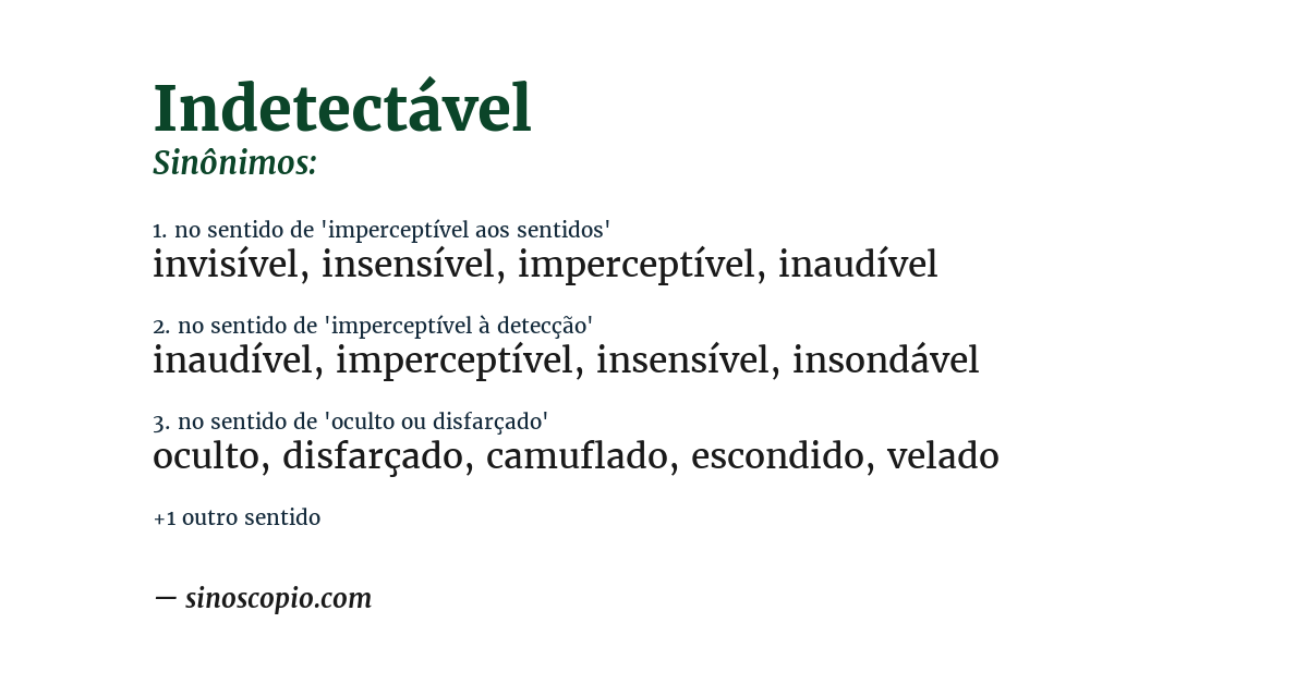Sinônimo de indetectável