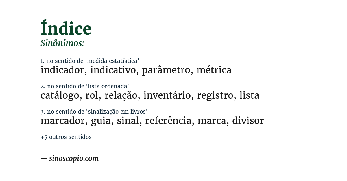 Sinônimo de índice