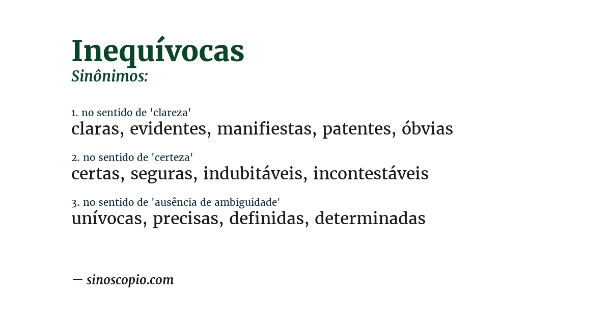 Sinônimo de inequívocas