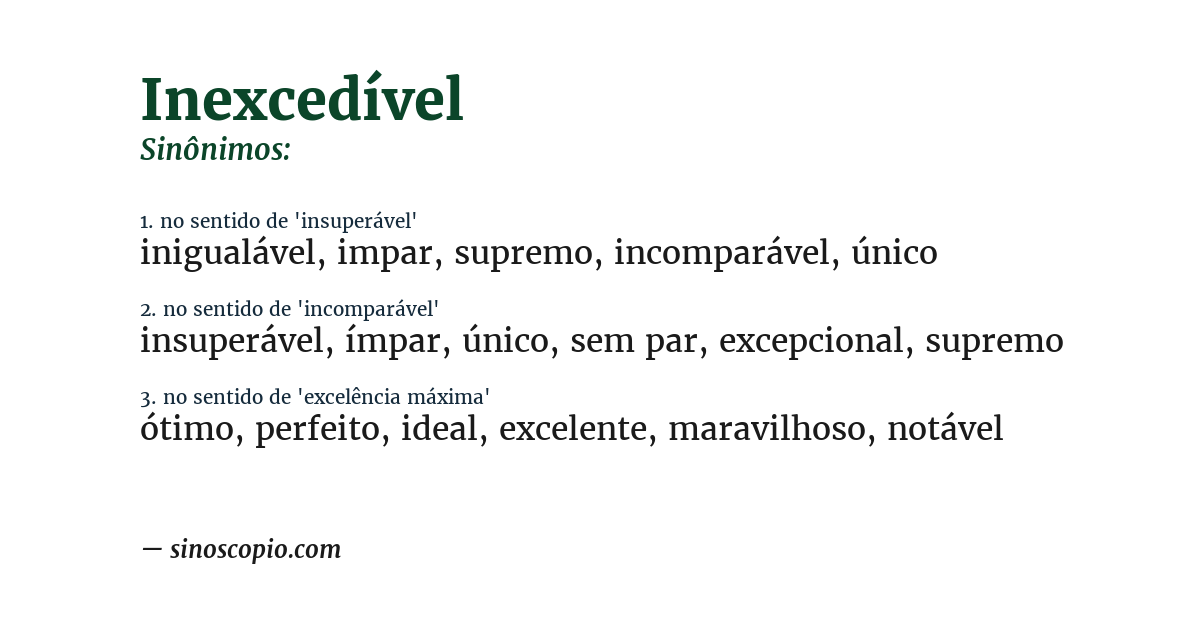 Sinônimo de inexcedível