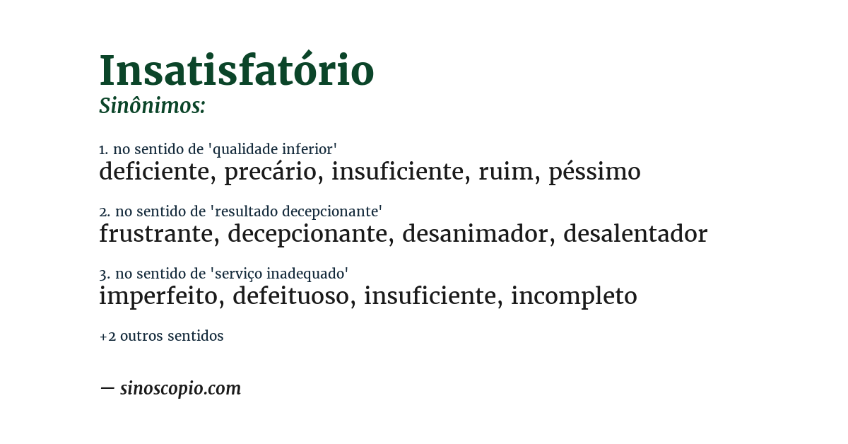 Sinônimo de insatisfatório