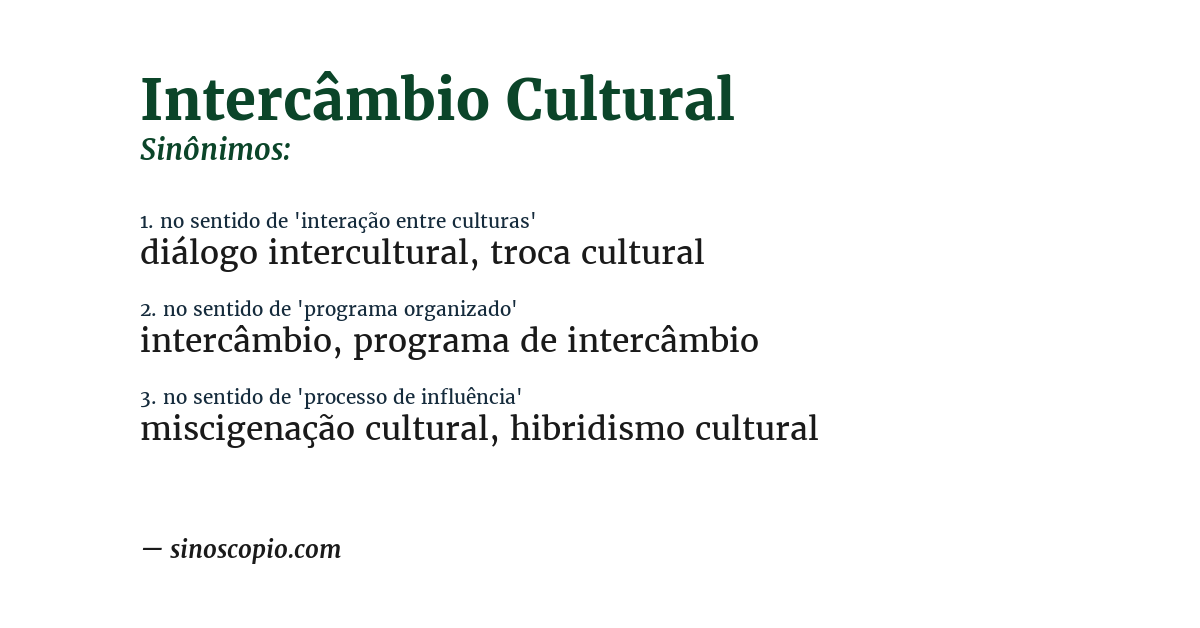 Sinônimo de intercâmbio cultural