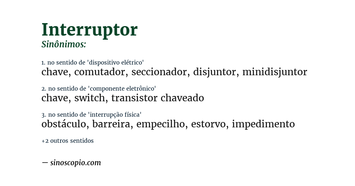 Sinônimo de interruptor