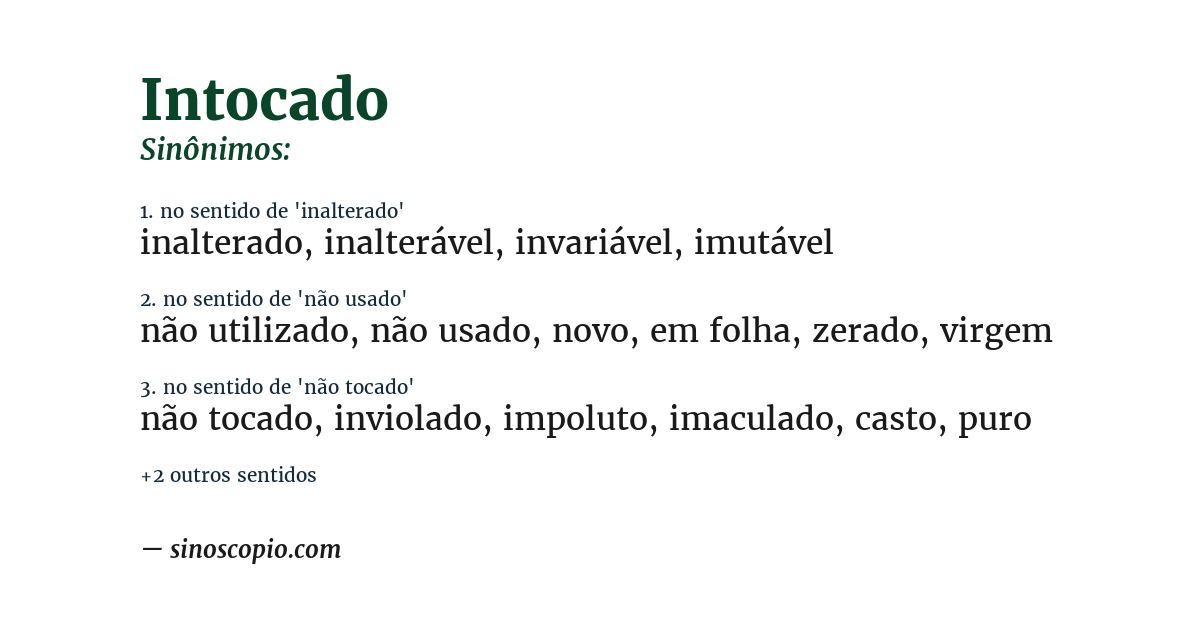Sinônimo de intocado