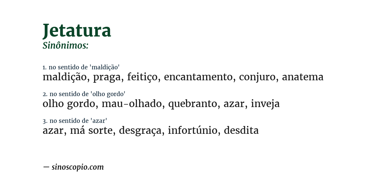 Sinônimo de jetatura