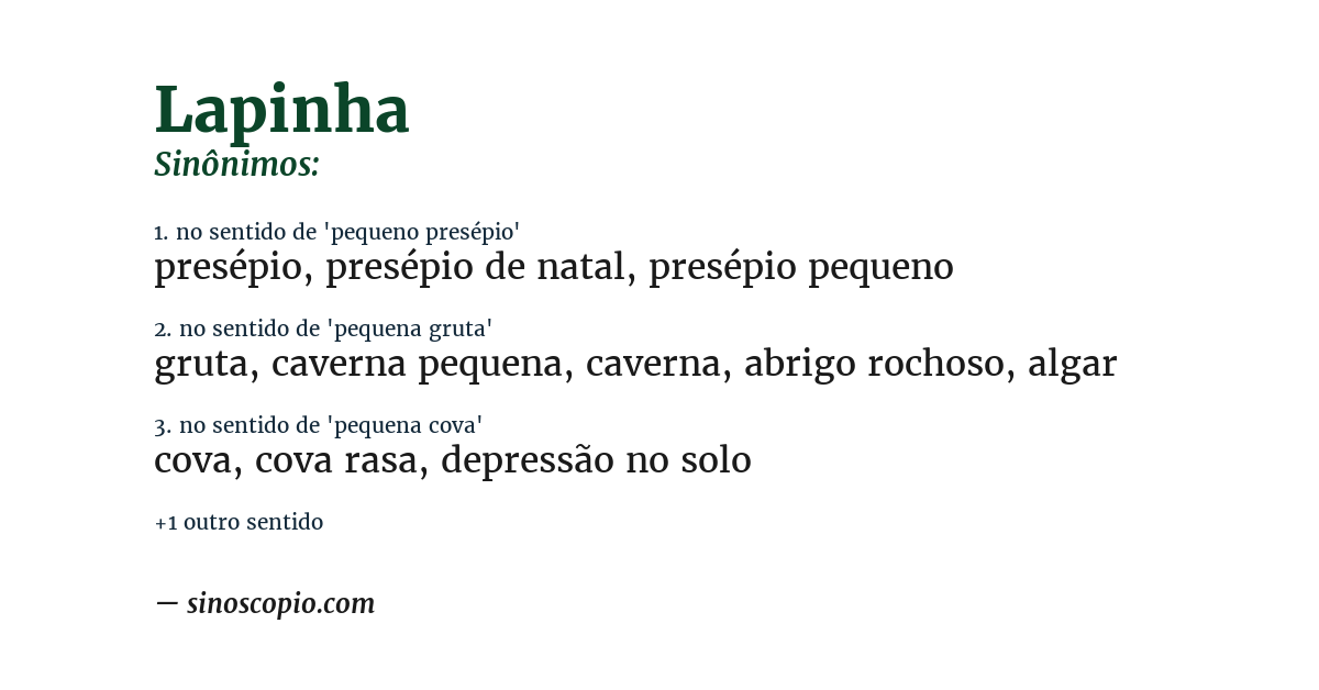 Sinônimo de lapinha