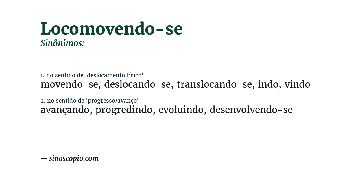 Sinônimo de locomovendo-se