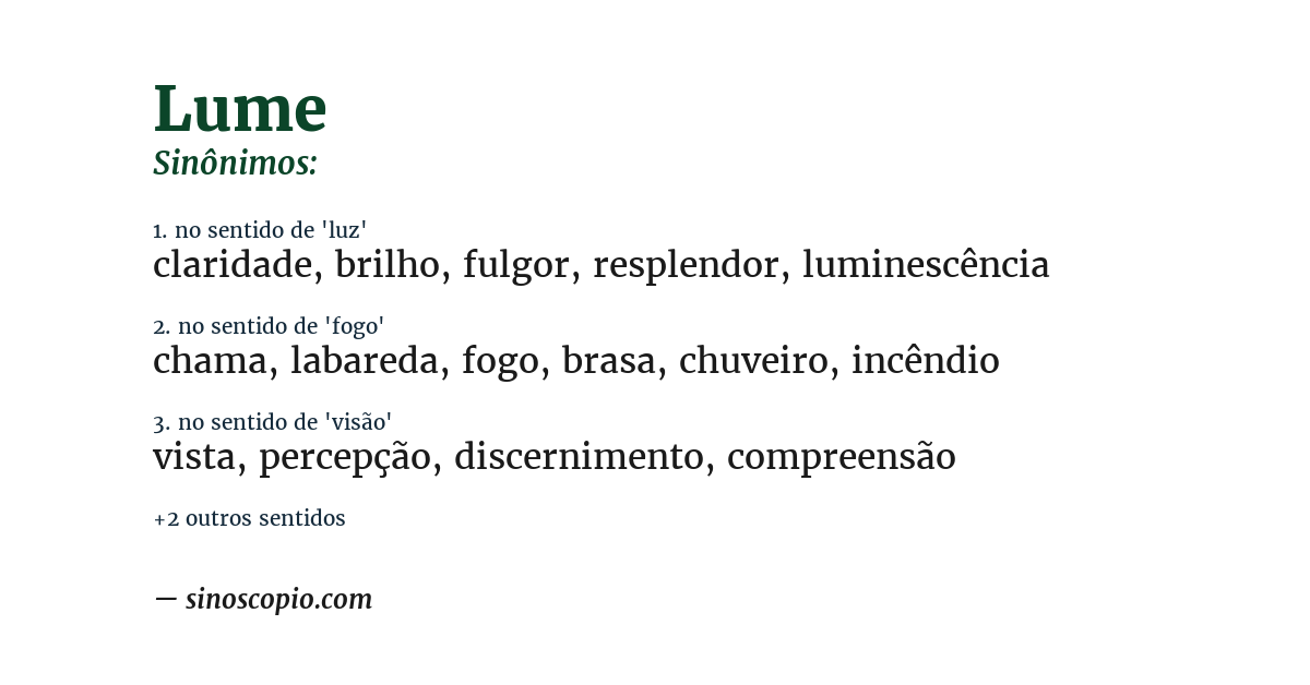 Sinônimo de lume