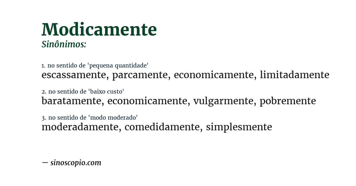 Sinônimo de modicamente