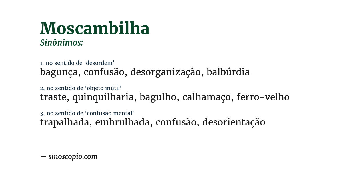 Sinônimo de moscambilha