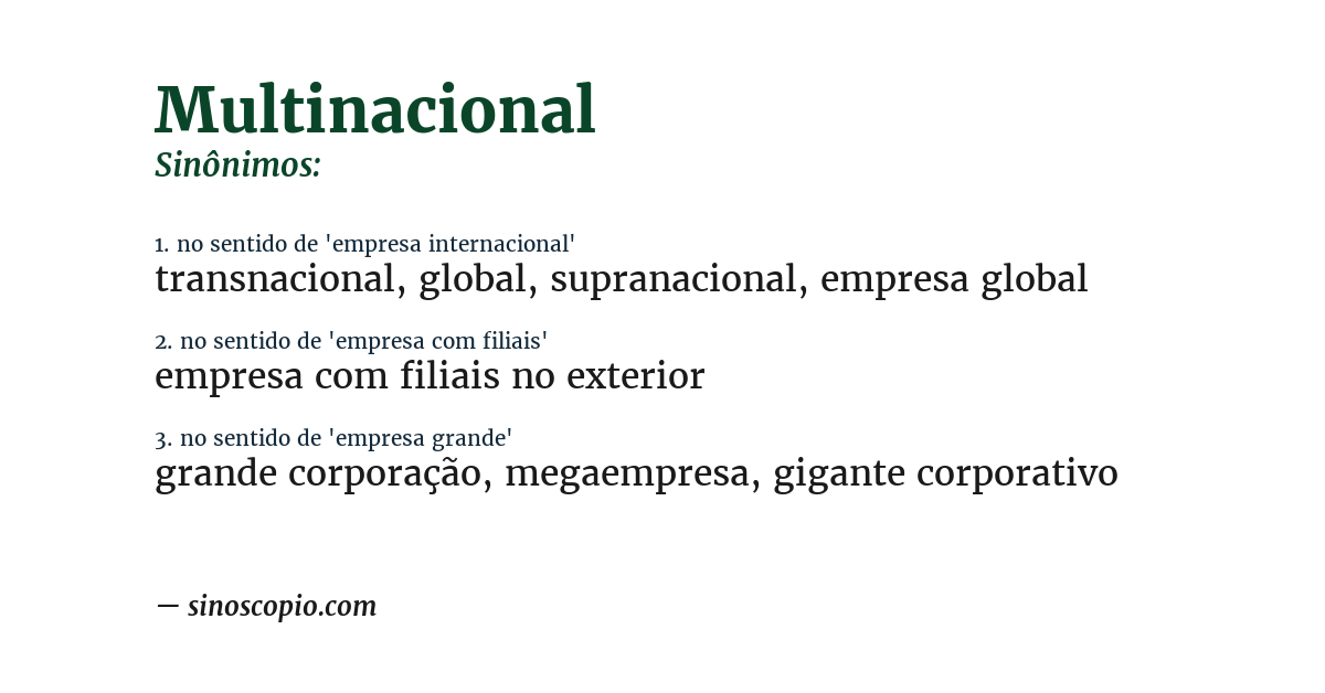 Sinônimo de multinacional