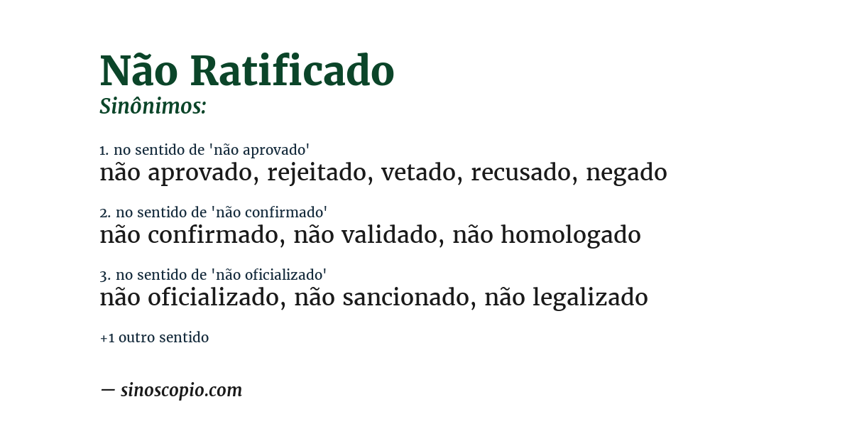 Sinônimo de não ratificado