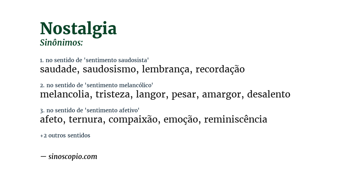 Sinônimo de nostalgia