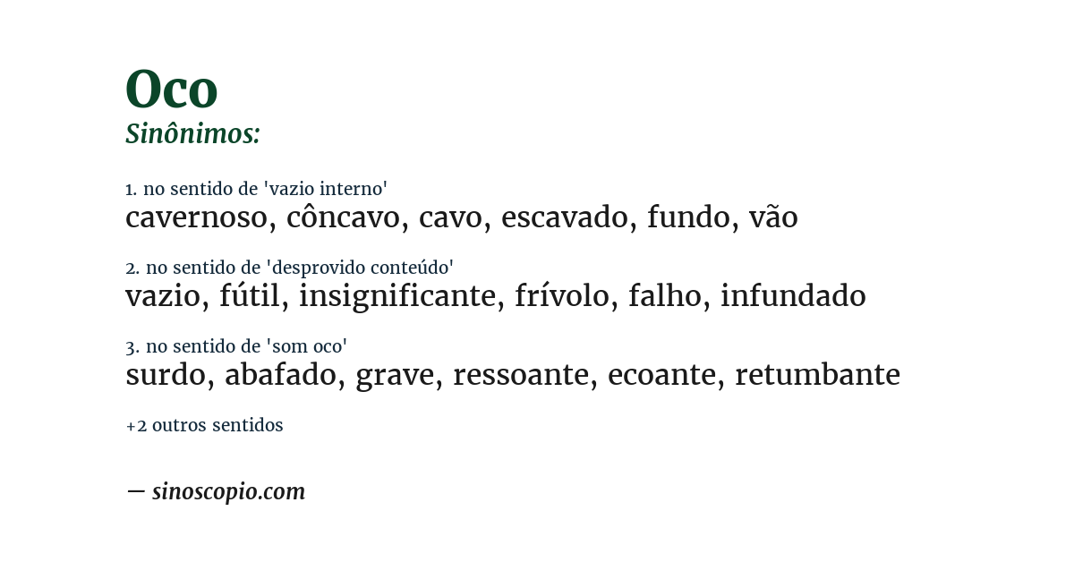 Sinônimo de oco