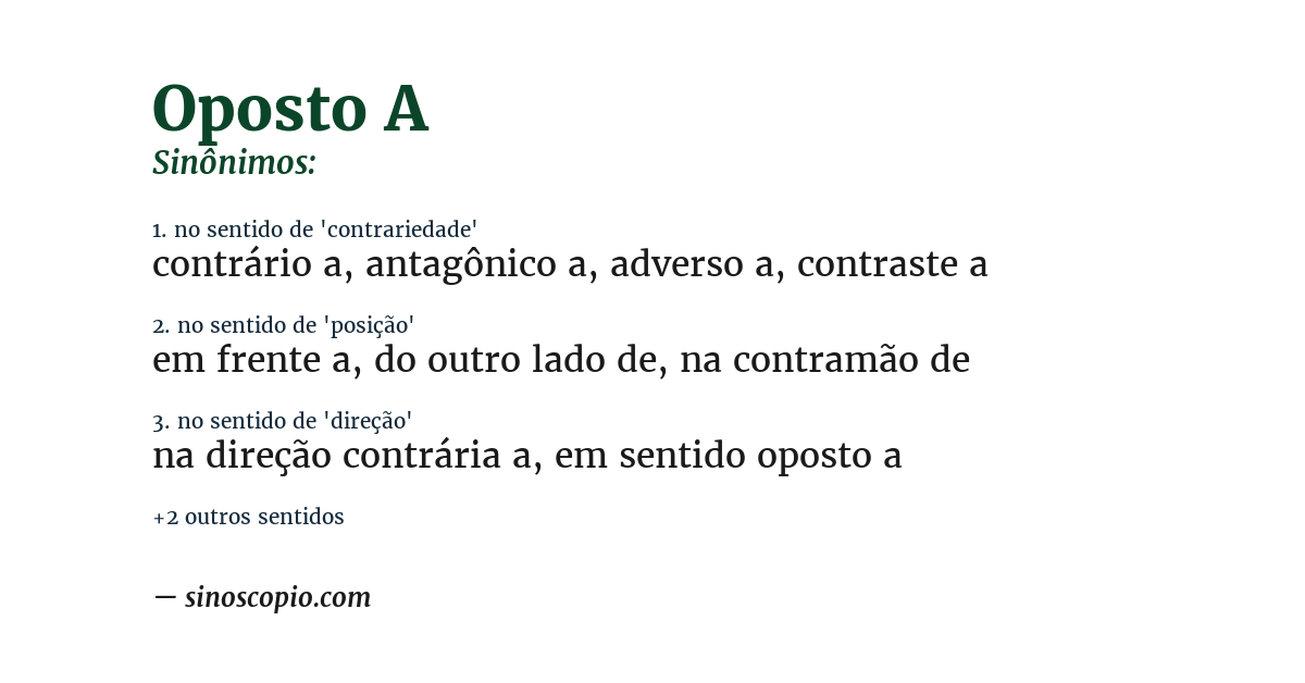 Sinônimo de oposto a