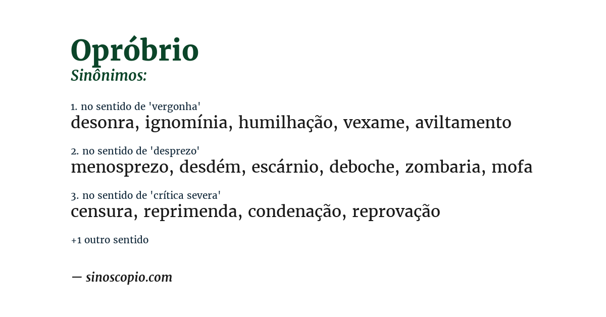 Sinônimo de opróbrio