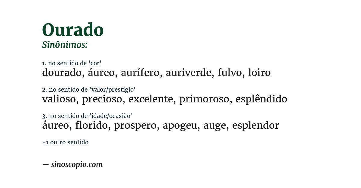 Sinônimo de ourado