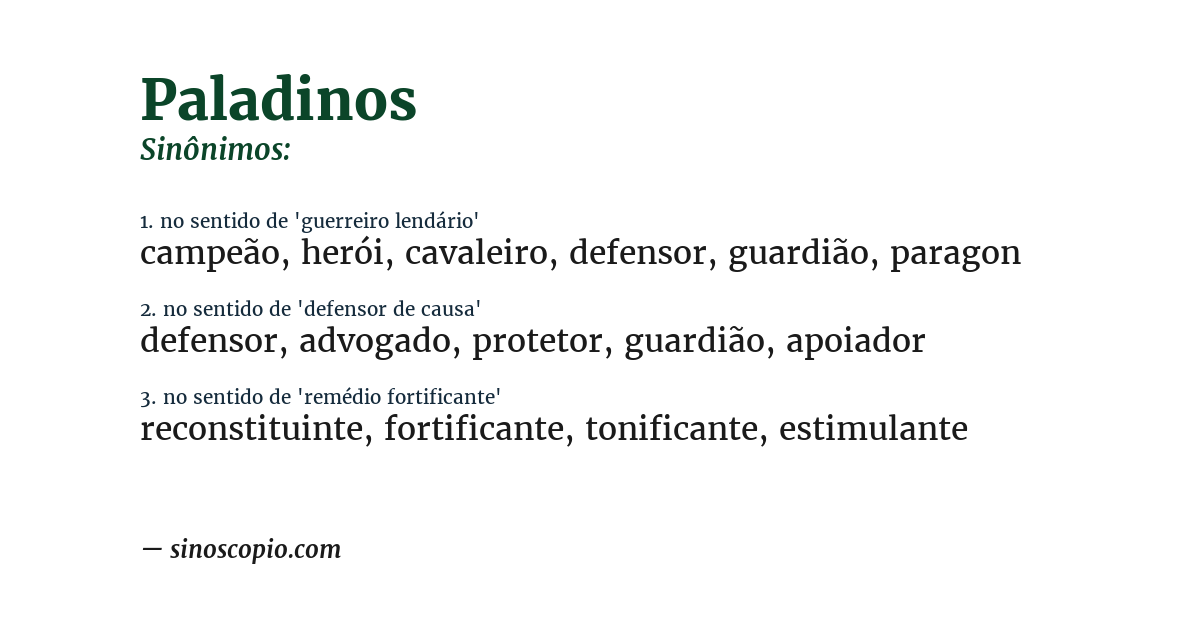 Sinônimo de paladinos