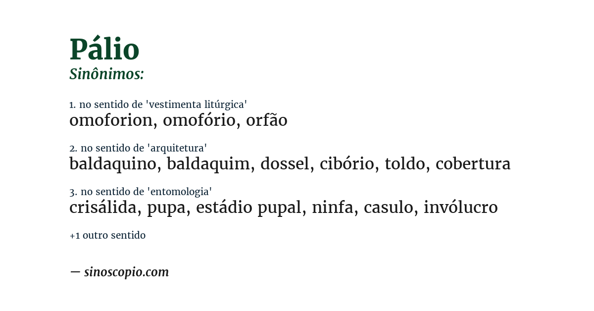 Sinônimo de pálio