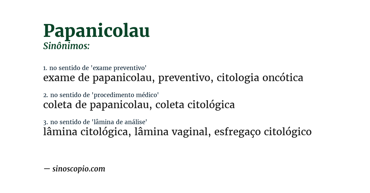 Sinônimo de papanicolau
