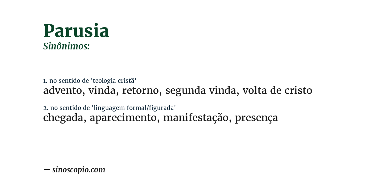 Sinônimo de parusia