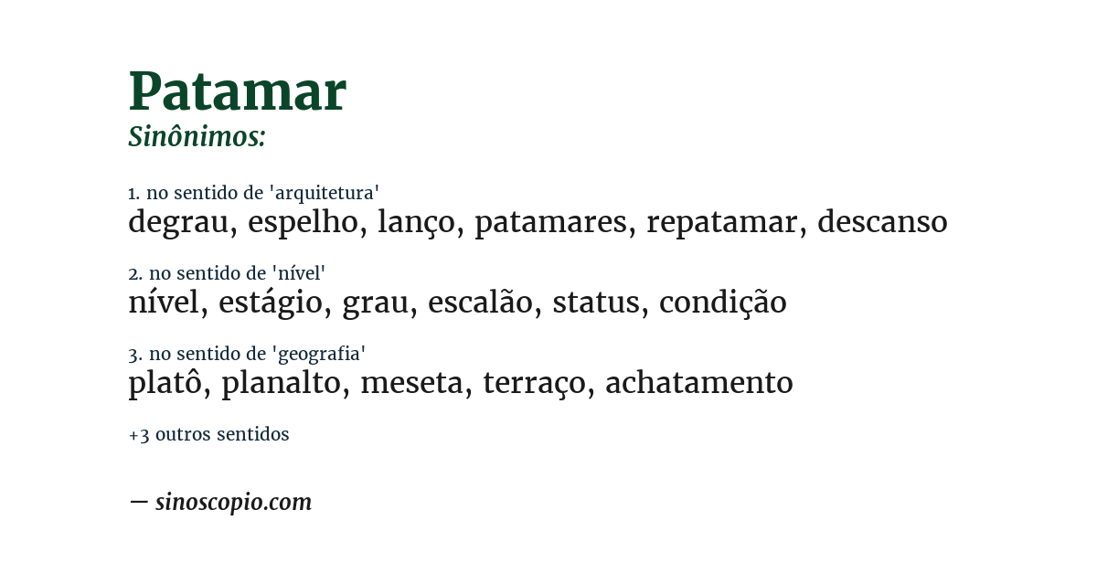 Sinônimo de patamar