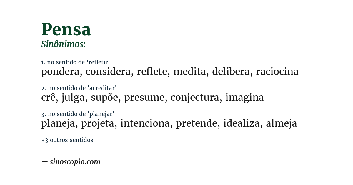Sinônimo de pensa