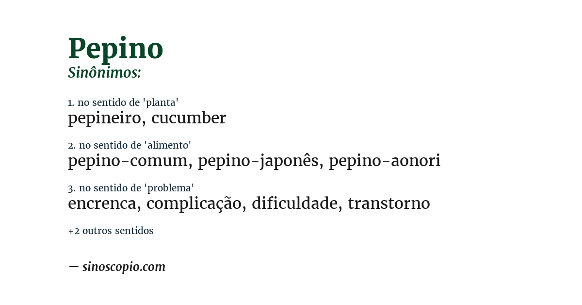Sinônimo de pepino