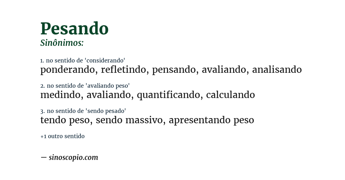 Sinônimo de pesando