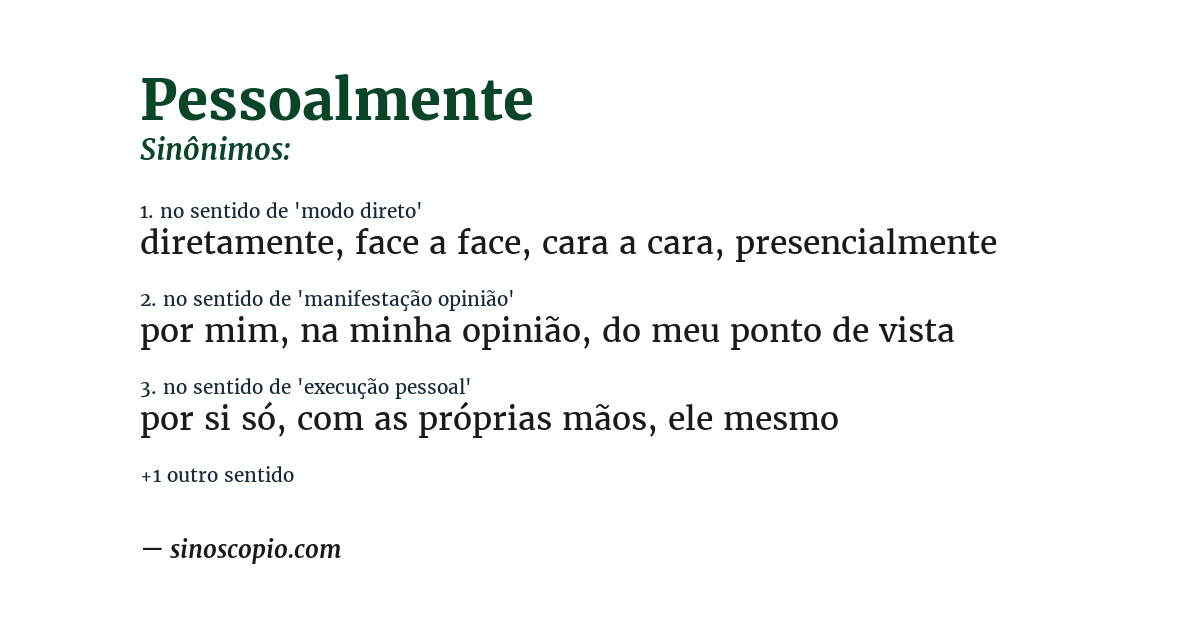 Sinônimo de pessoalmente